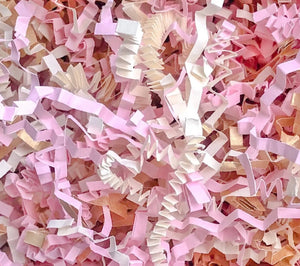 ShredAstic®️ Rose Pink, Gold & Ivory ZigZag Crinkle Paper Mix ‘Shabby Chic’