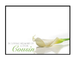 ILM of a Dear Cousin Funeral Message Card large 9 x 12 cm / cello bag