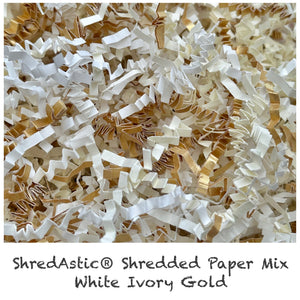 ShredAstic®️ White, Gold & Ivory ZigZag Crinkle Paper Mix