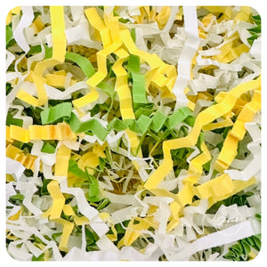 ShredAstic®️ Easter Hamper Fill Green Yellow White ZigZag Crinkle Paper Mix