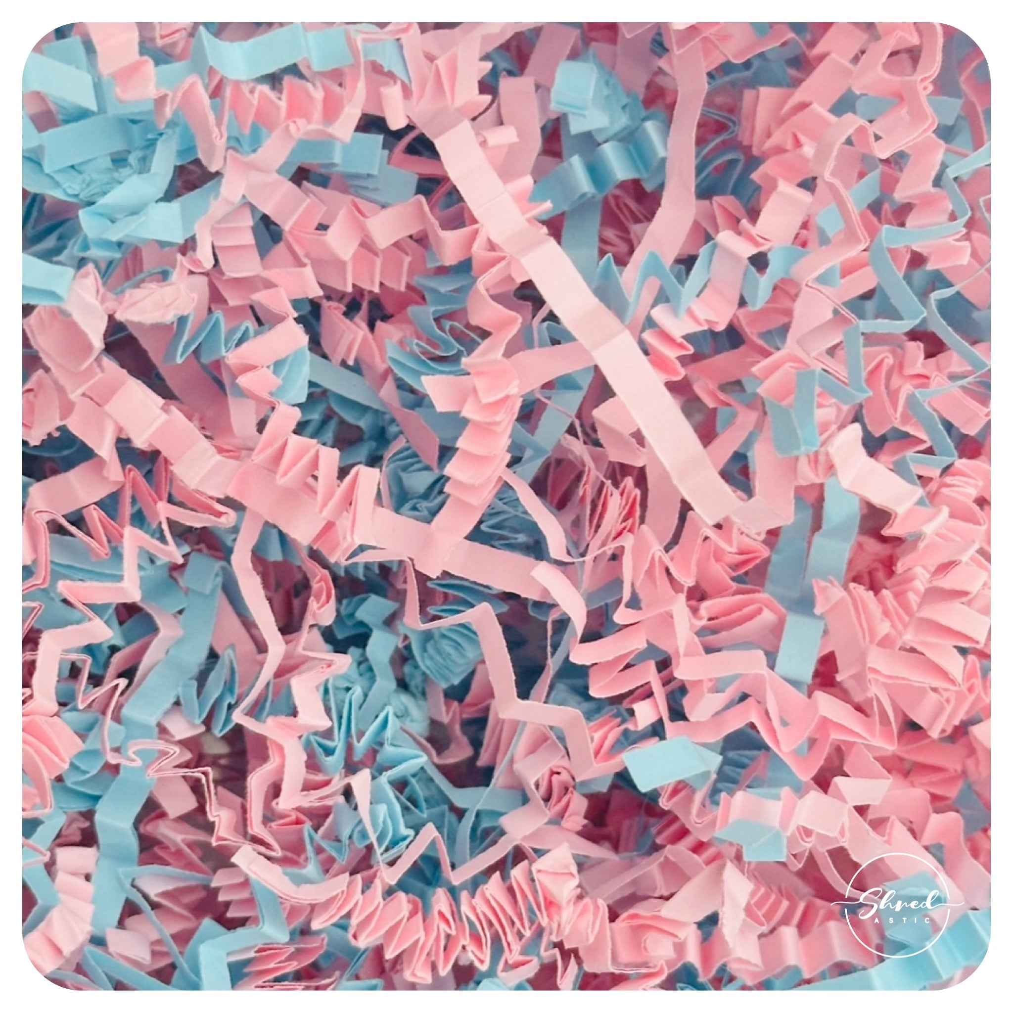 ShredAstic®️ Easter Baby Shower Pink Blue Hamper Fill Kraft ZigZag Crinkle Paper Mix