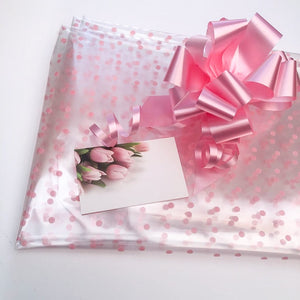 Pink dot Hamper Wrap floral Pink pull bow tulip message card