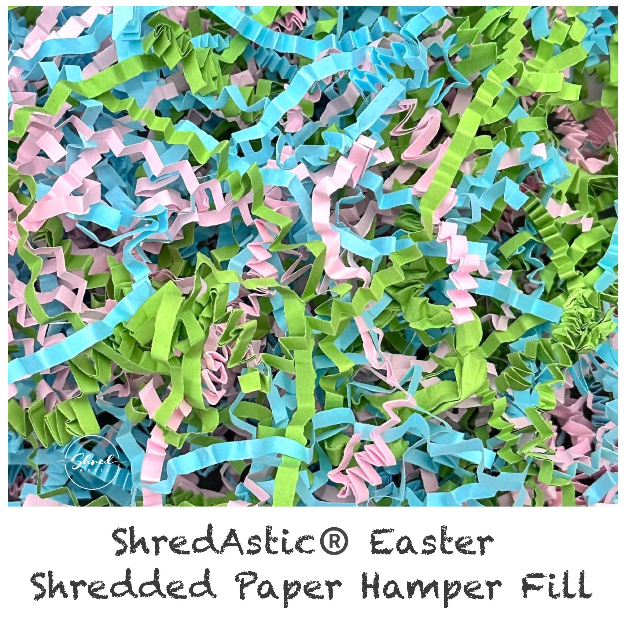 ShredAstic®️ Easter Hamper Fill Pink Blue Green ZigZag Crinkle Paper Mix