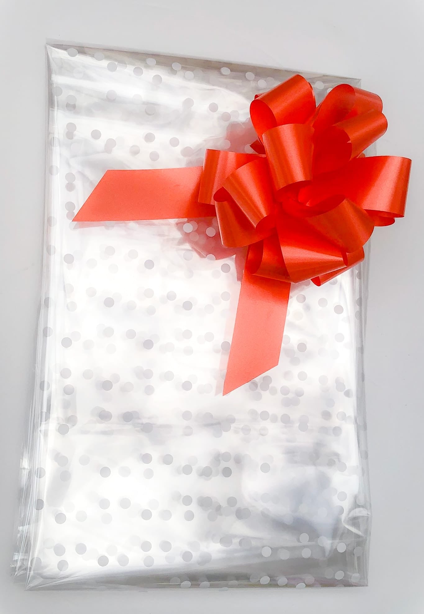 White dot - Florist Cellophane & Orange Pull Bow