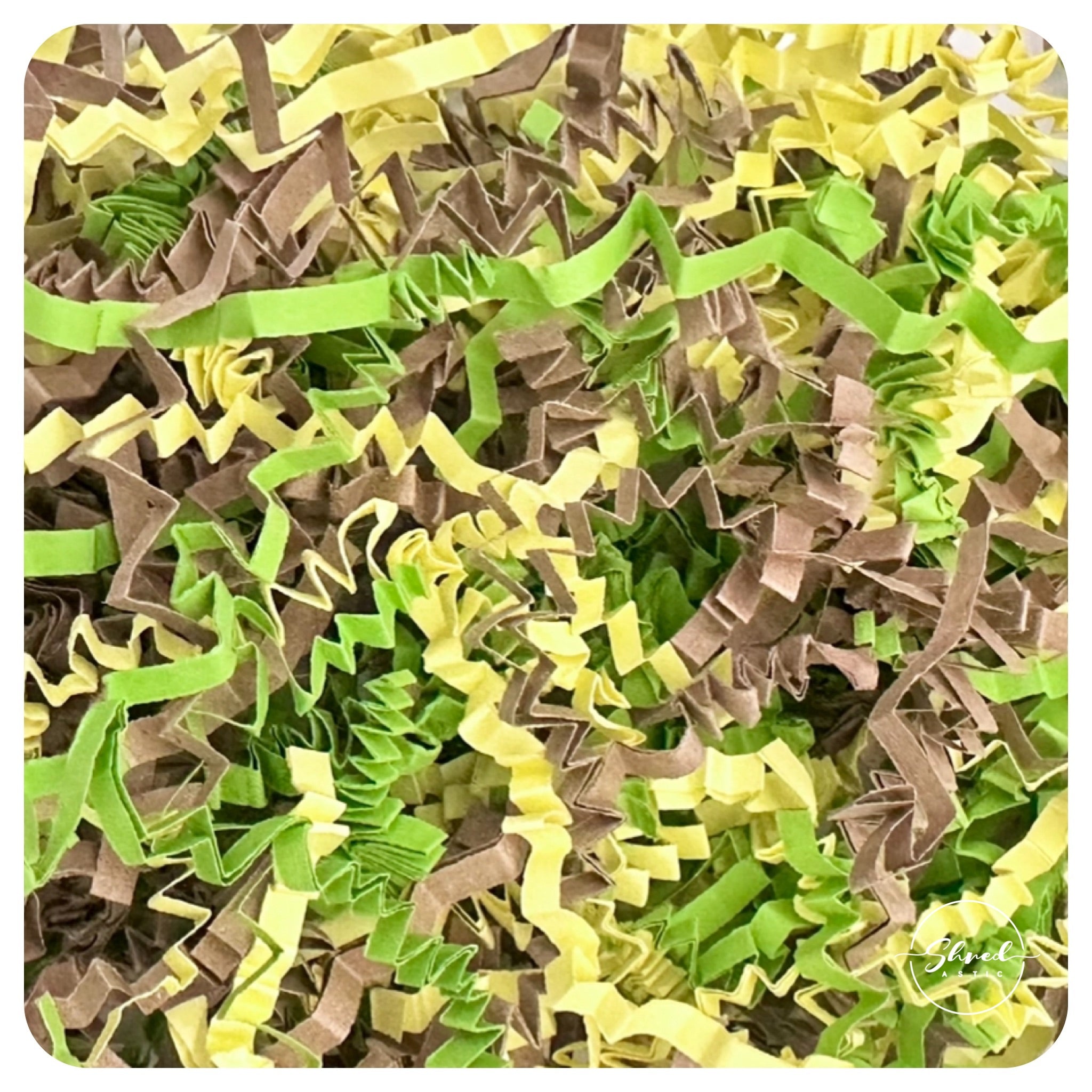 ShredAstic®️ Easter Hamper Fill Kraft Green Yellow ZigZag Crinkle Paper Mix