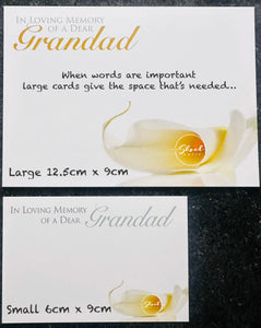 Large Funeral Memorial Cards - 9.5 x 12cm
