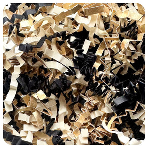 ShredAstic®️ SHREDDED PAPER Cream/Gold/Black ZigZag Crinkle hamper Mix