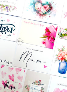 ShredAstic®️ MOTHERS DAY (Pack of 12 assorted) Florist flower Message Cards Mothering Sunday Mum