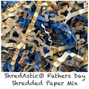 ShredAstic®️ FATHERS DAY luxury Hamper Fill BLUE CREAM GOLD ZigZag Crinkle Paper Mix