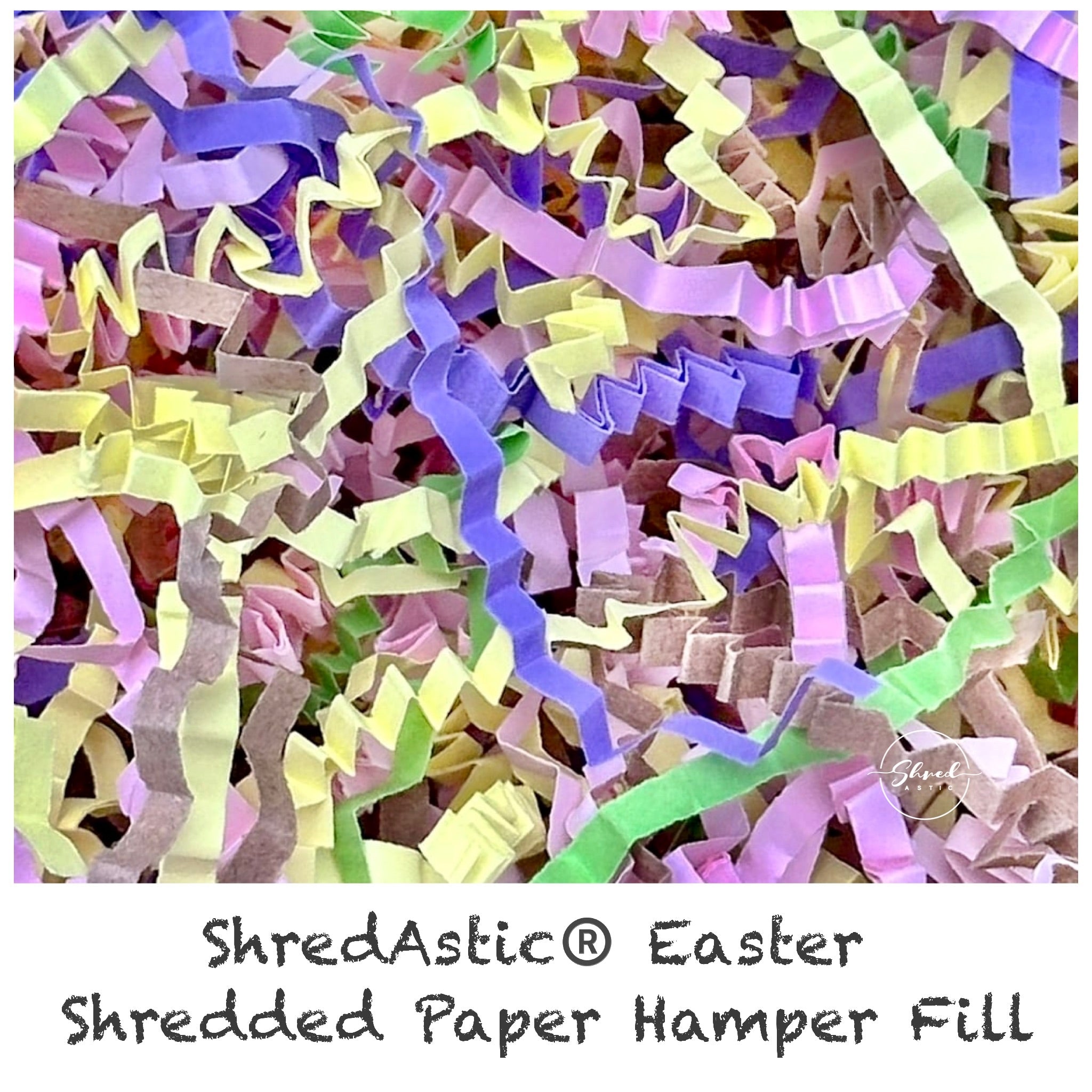 ShredAstic®️ Easter Hamper Fill Kraft Pink Lilac Yellow ZigZag Crinkle Paper Mix