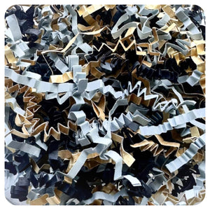 ShredAstic®️ Grey Black Gold ZigZag Crinkle Paper Mix