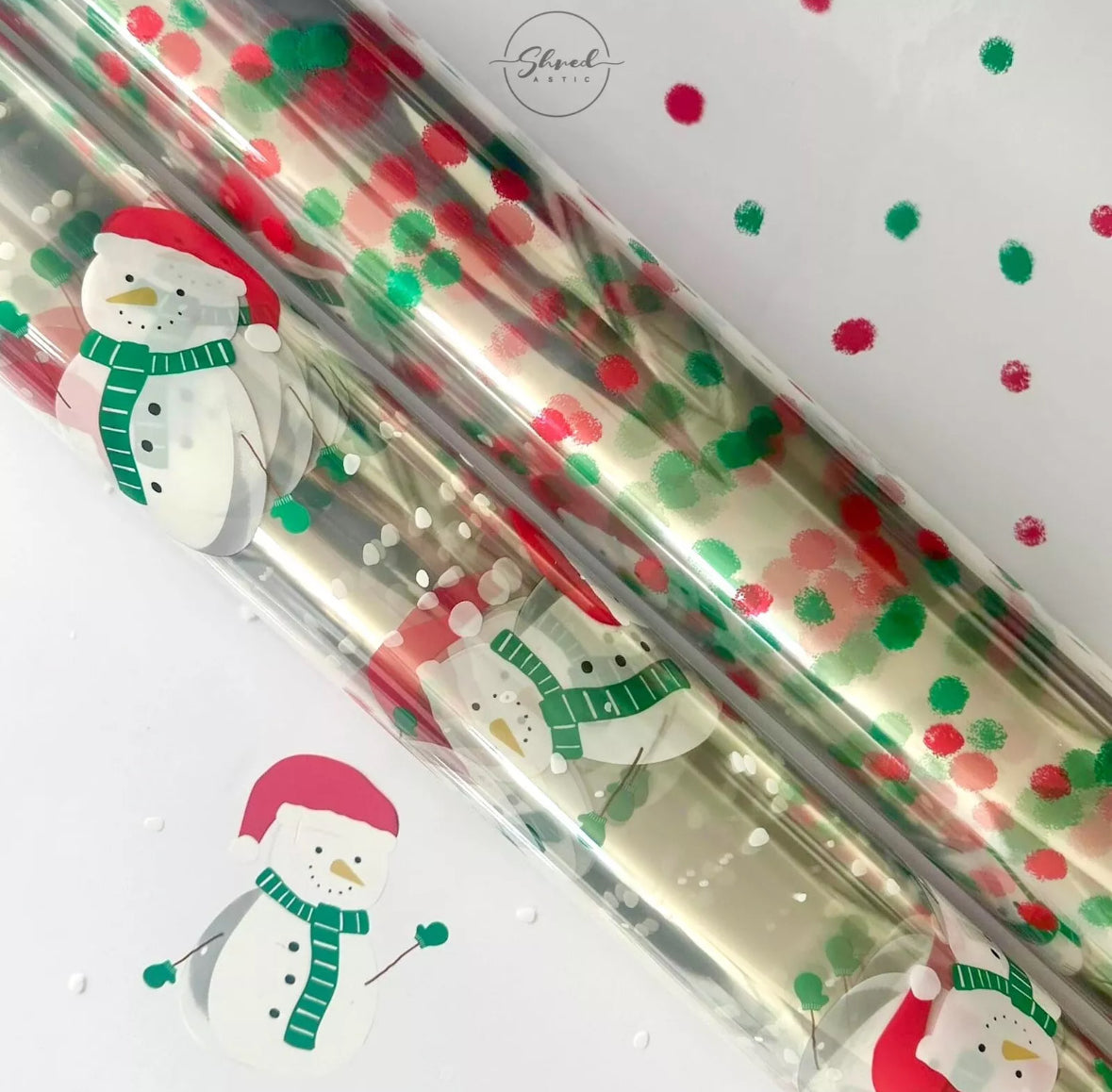 Red Green Dot Christmas Cellophane hamper wrap with 3 metres red curling ribbon