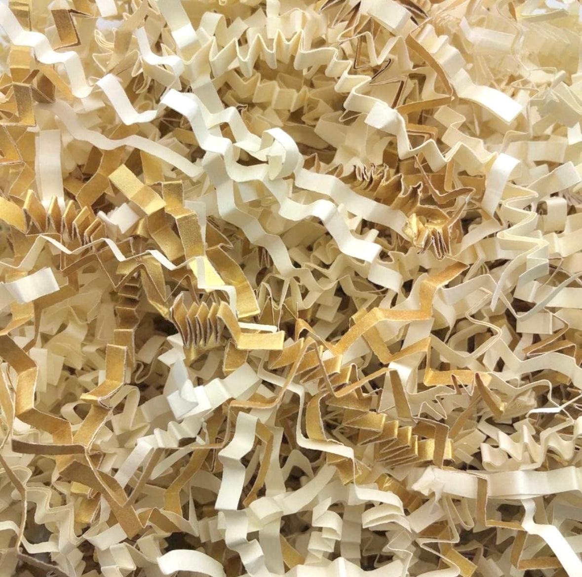 ShredAstic®️ Ivory & Gold ZigZag Crinkle Paper Mix