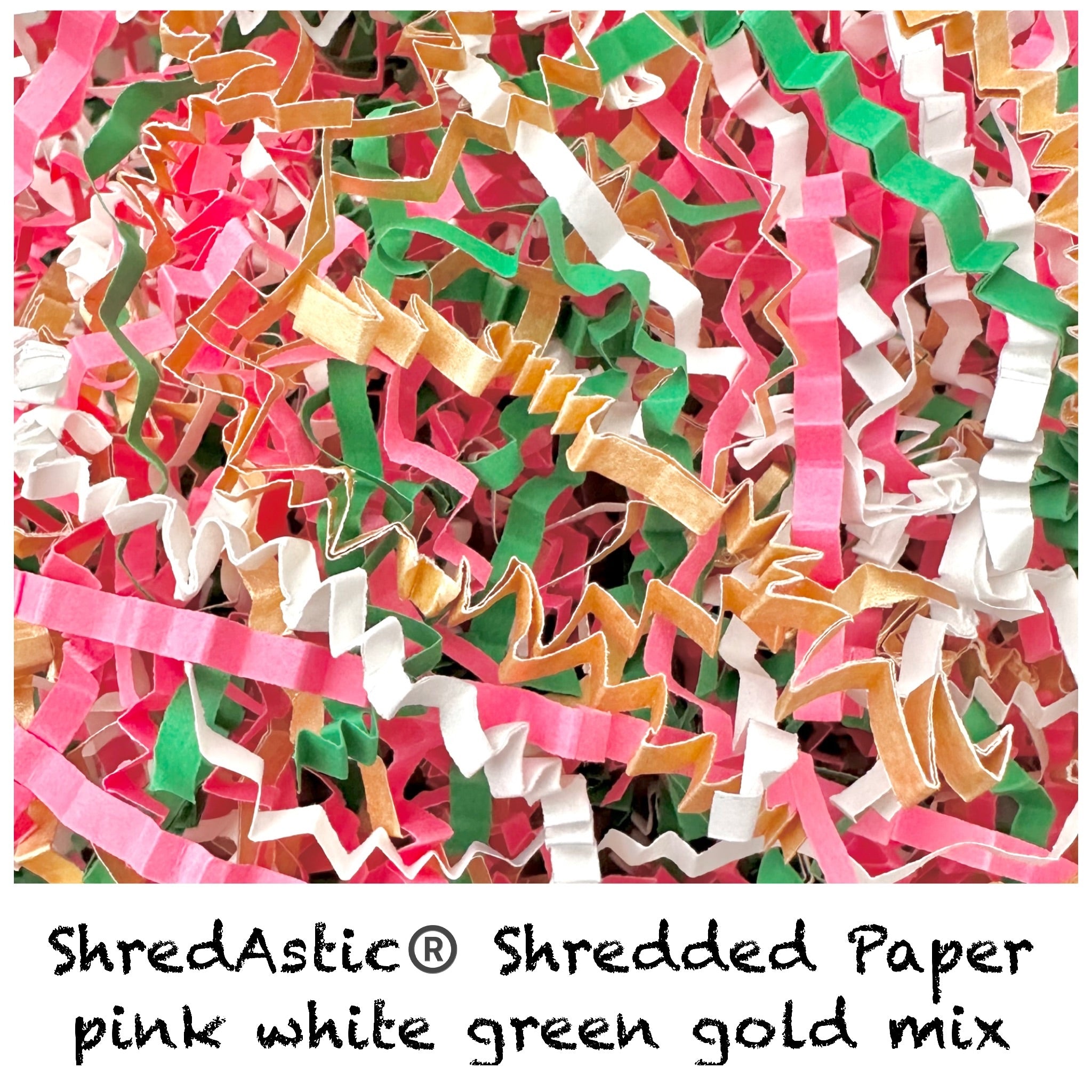 ShredAstic®️ZigZag Crinkle Paper Mix pink white green gold