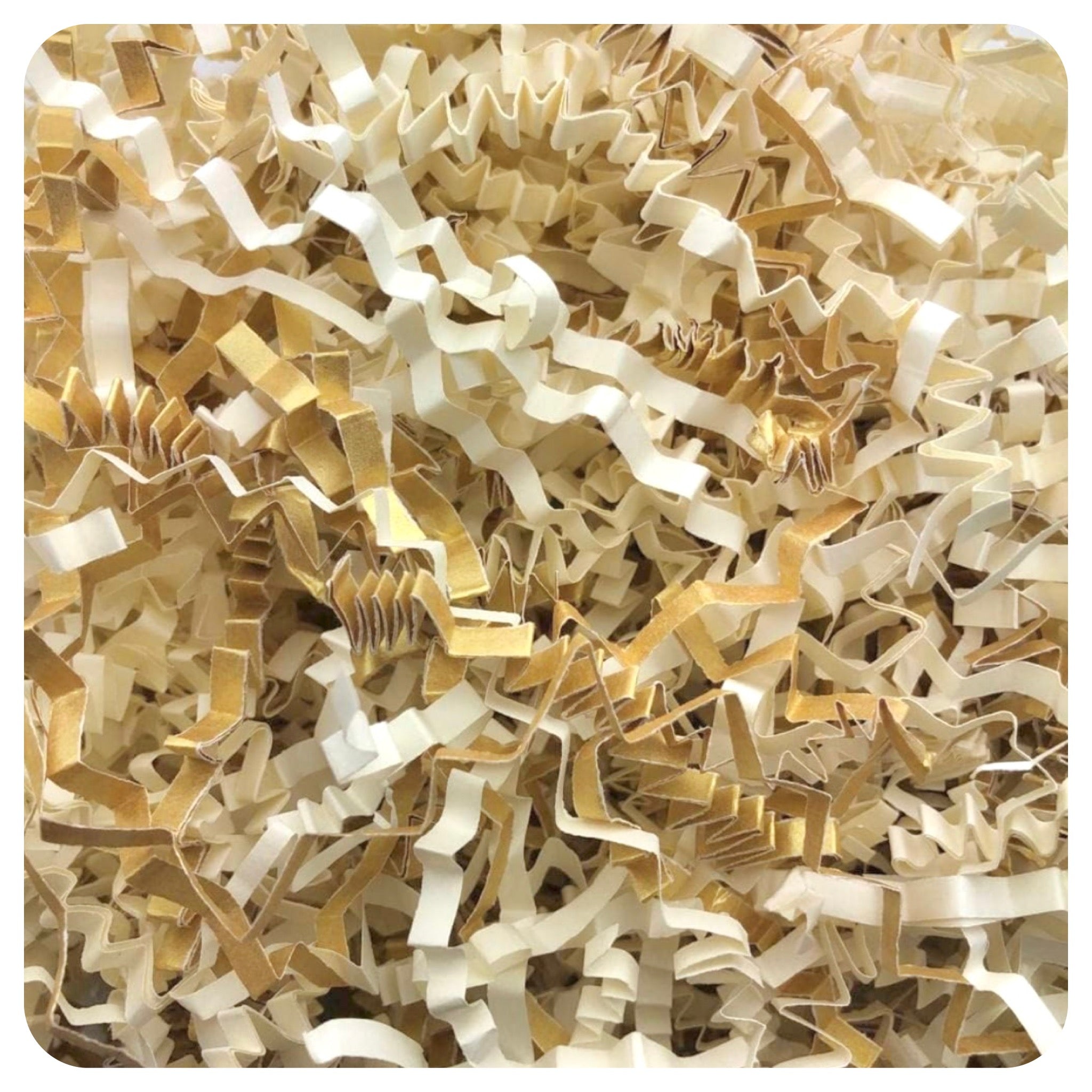 ShredAstic®️ Ivory & Gold ZigZag Crinkle Paper Mix