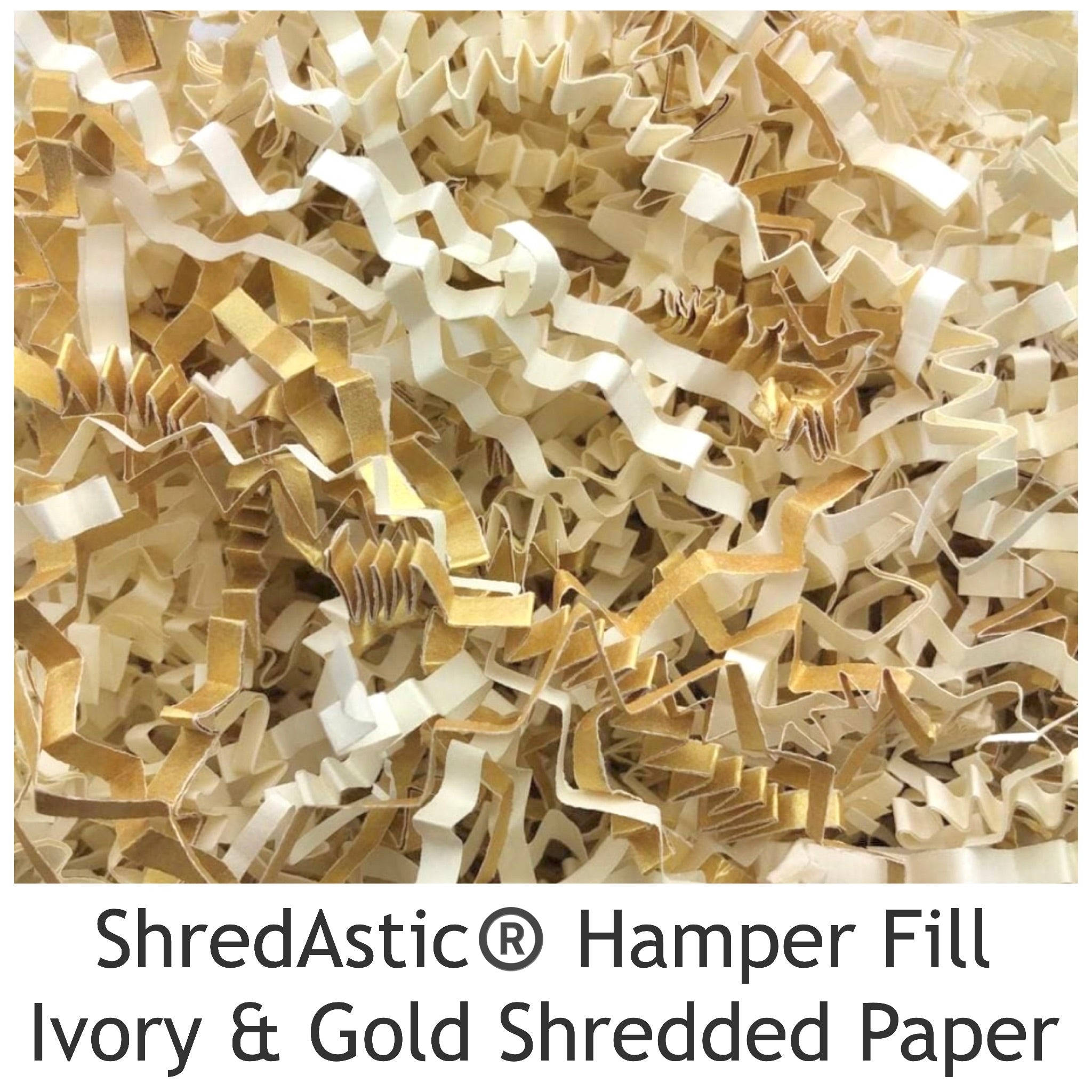 ShredAstic®️ Ivory & Gold ZigZag Crinkle Paper Mix