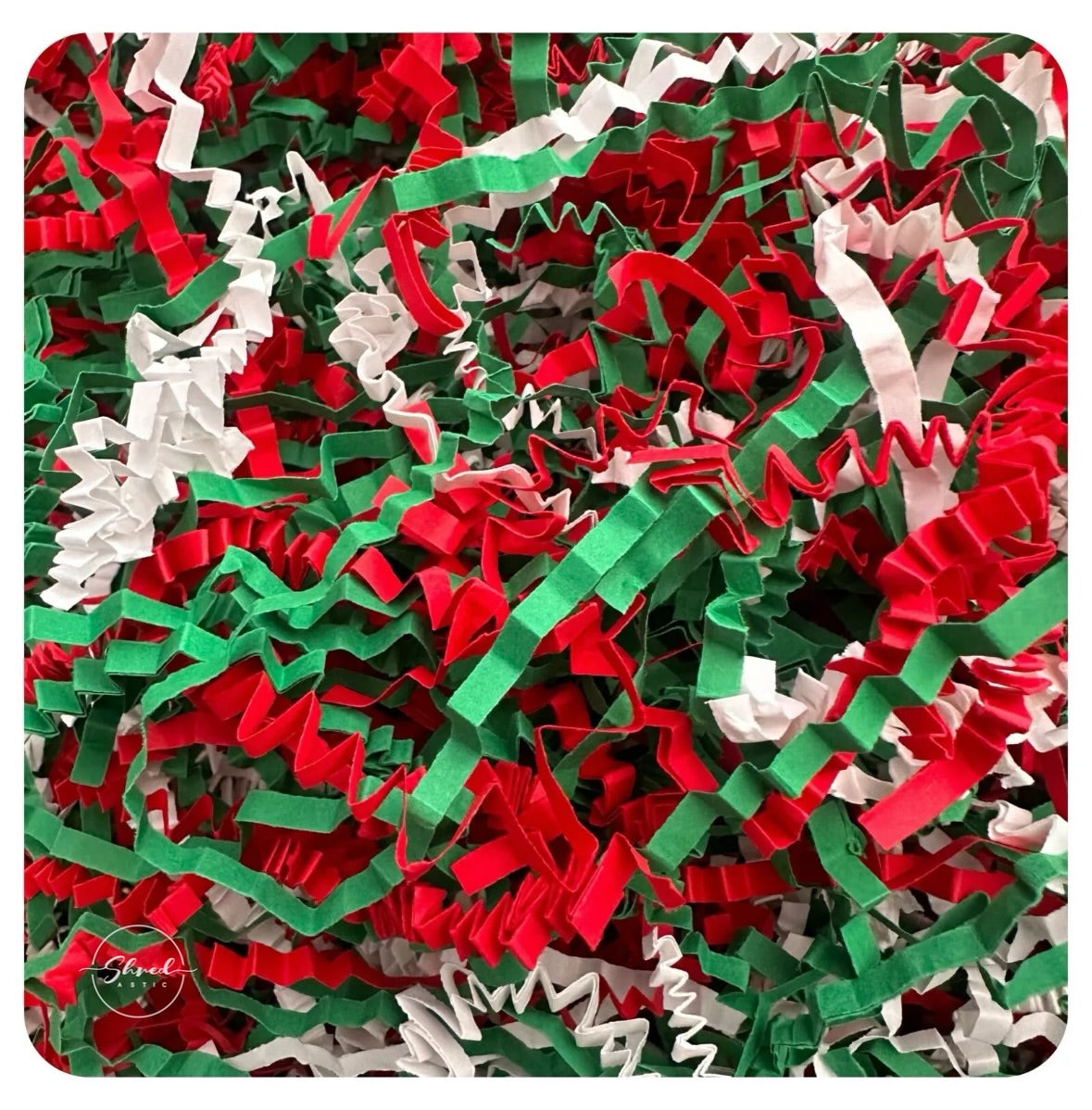 ShredAstic®️ Red, Green and White ZigZag Crinkle Paper Mix