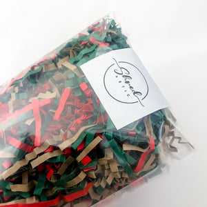 ShredAstic®️ Kraft, Red & Spruce Green ZigZag Crinkle Paper Mix