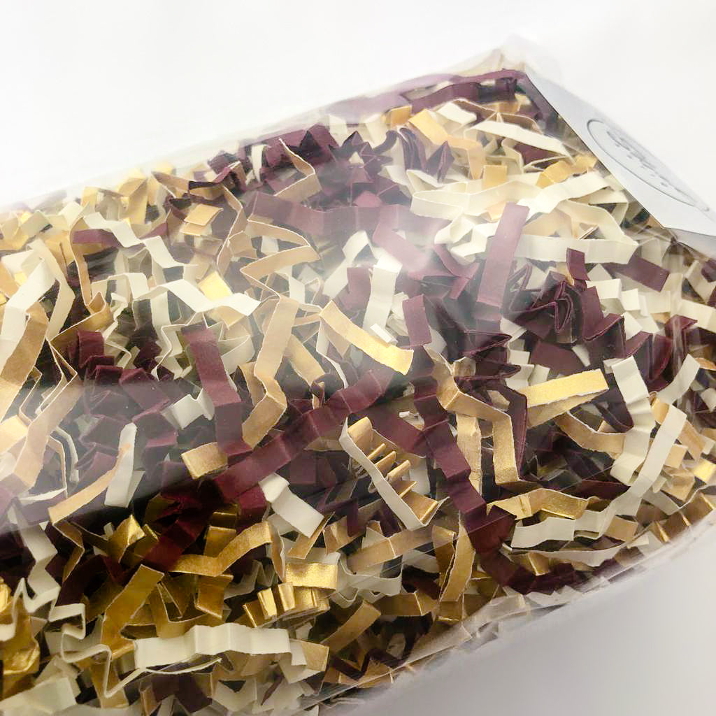 ShredAstic®️ Gold, Ivory & Burgundy ZigZag Crinkle Paper Mix