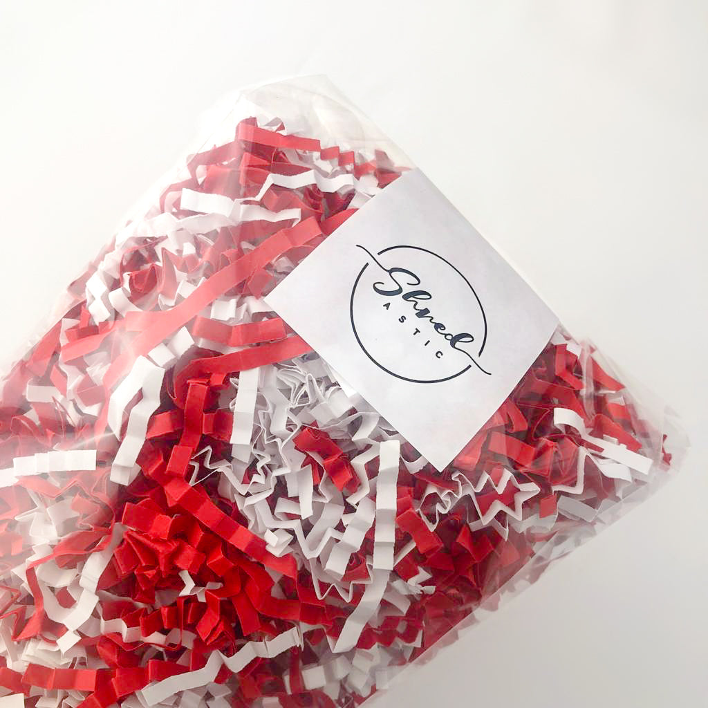ShredAstic®️ Candy Cane - Red & White ZigZag Crinkle Paper Mix
