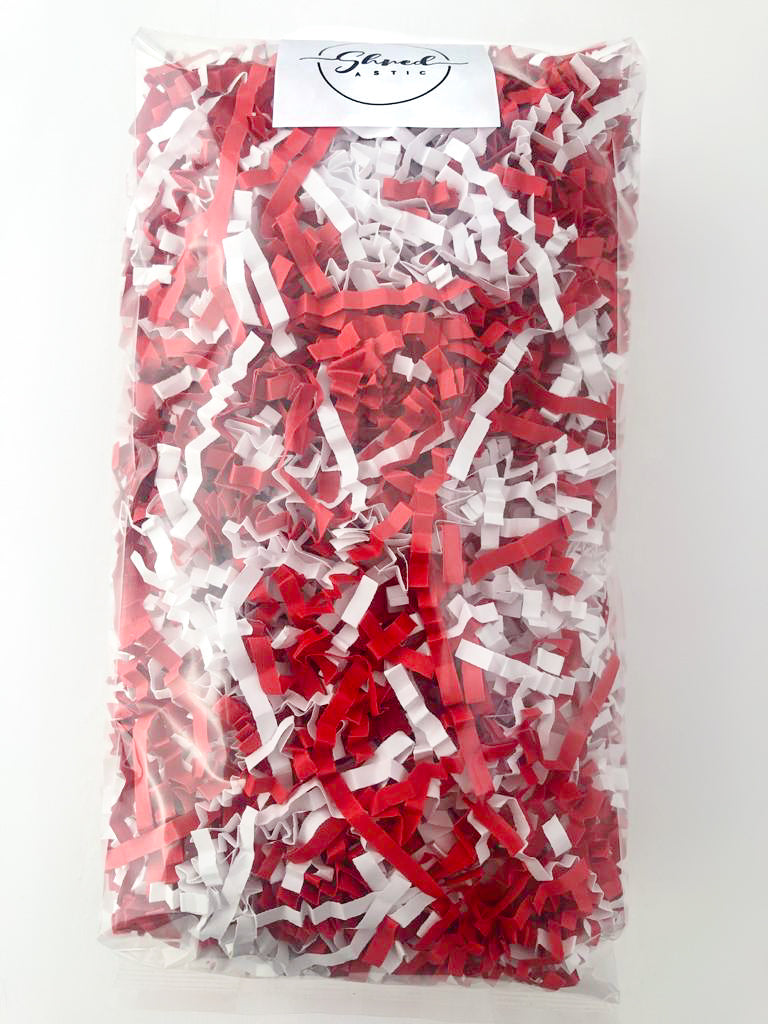 ShredAstic®️ Candy Cane - Red & White ZigZag Crinkle Paper Mix