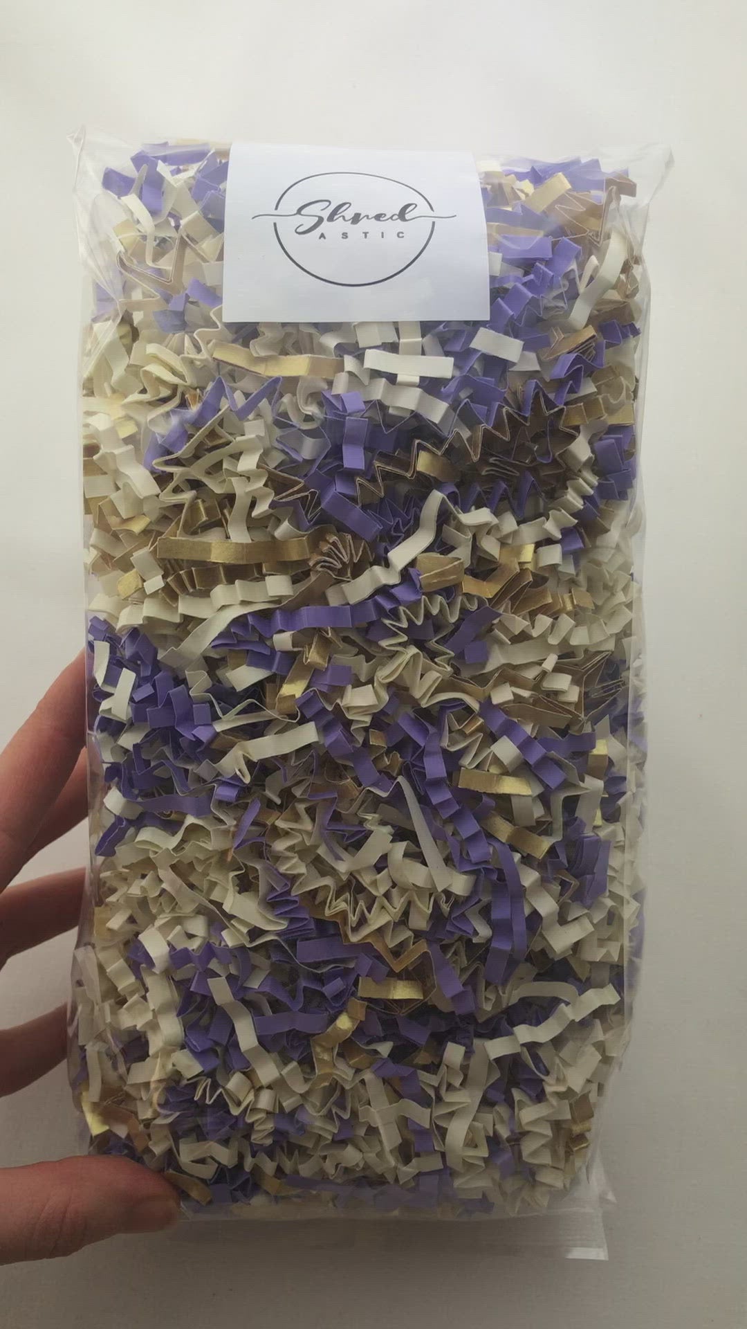 ShredAstic®️ Lilac, Gold & Ivory ZigZag Crinkle Paper Mix