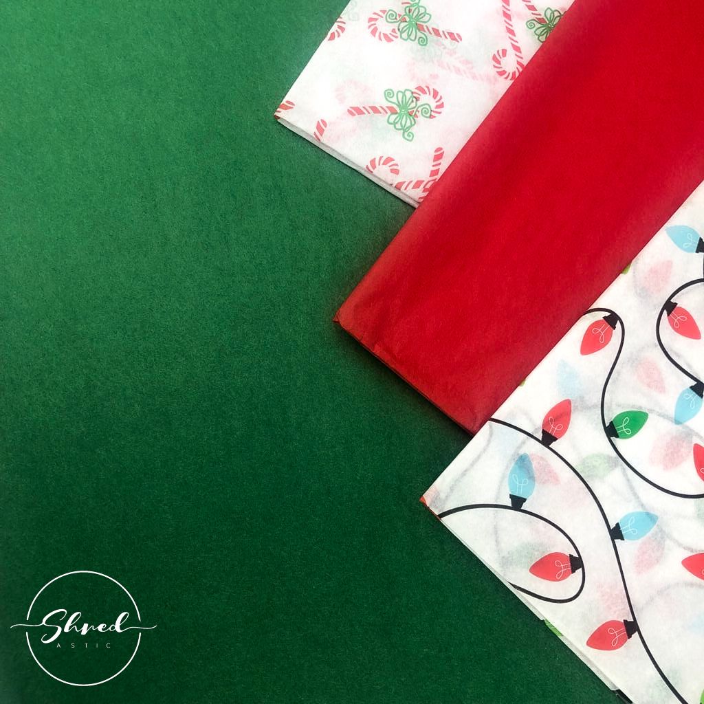 ShredAstic Luxury Holiday Green STANDARD Tissue Paper + 3M Natural Jute