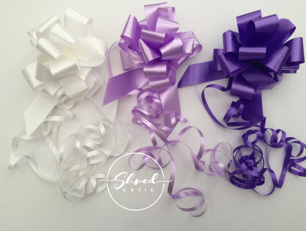 Pull Bow 'Pack of Three' 30MM - White, Lilac, Purple