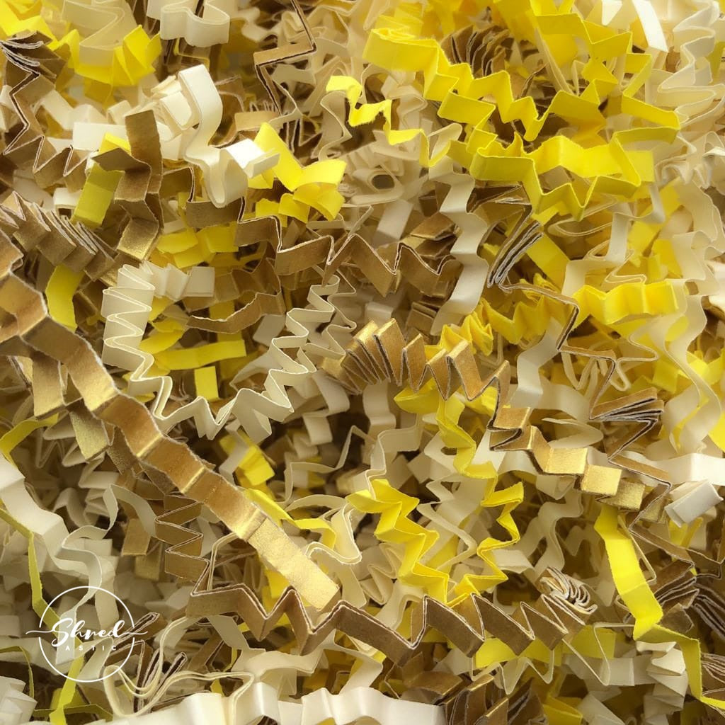 ShredAstic®️ Yellow, Gold & Ivory ZigZag Crinkle Paper Mix