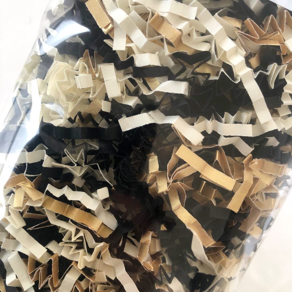 ShredAstic®️ Black, Gold & Ivory ZigZag Crinkle Paper Mix