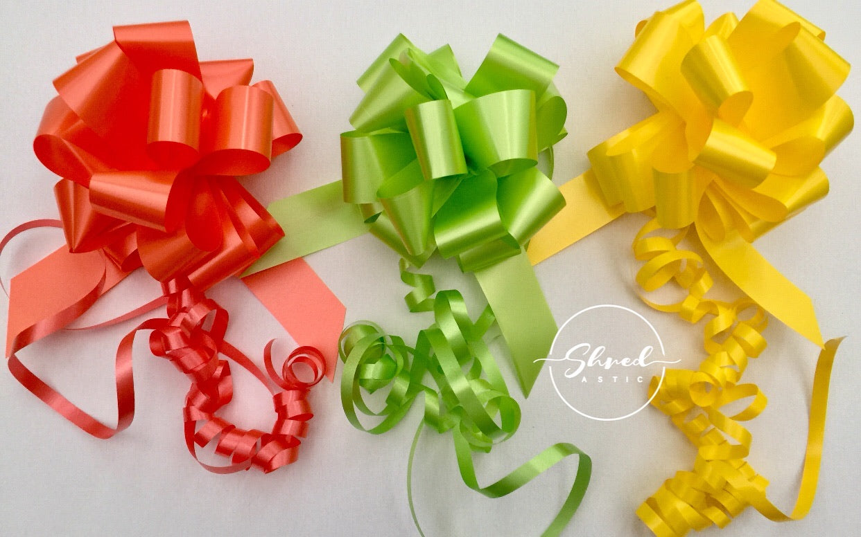 Pull Bow 'Pack of Three' 30MM - Orange, Lime Green, Yellow