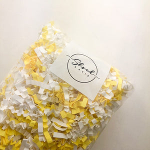 ShredAstic®️ White & Yellow ZigZag Crinkle Paper Mix