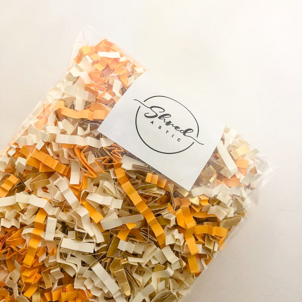 ShredAstic®️ Ochre, Gold & Ivory ZigZag Crinkle Paper Mix