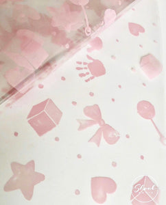Baby Print Pink - New Baby Florist Cellophane & 2M Curling Ribbon