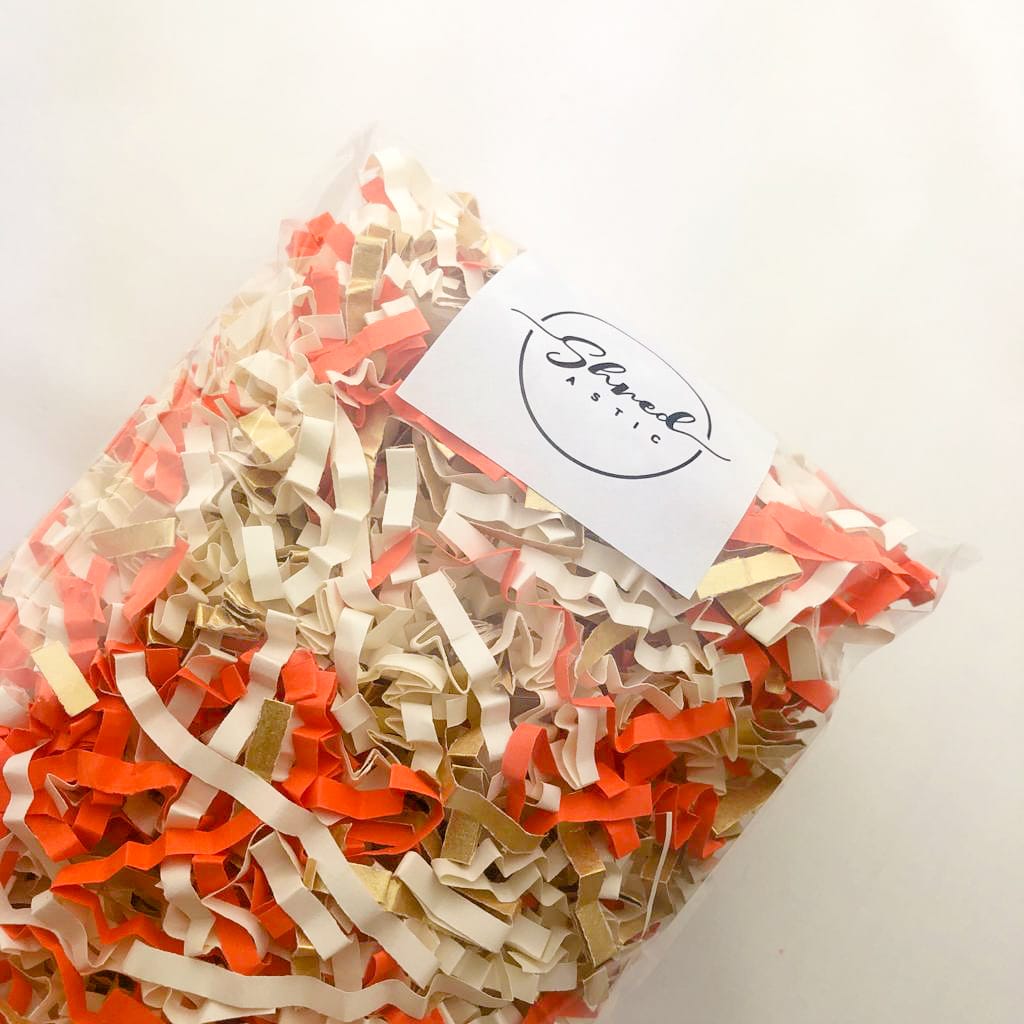 ShredAstic®️ Orange, Gold & Ivory ZigZag Crinkle Paper Mix