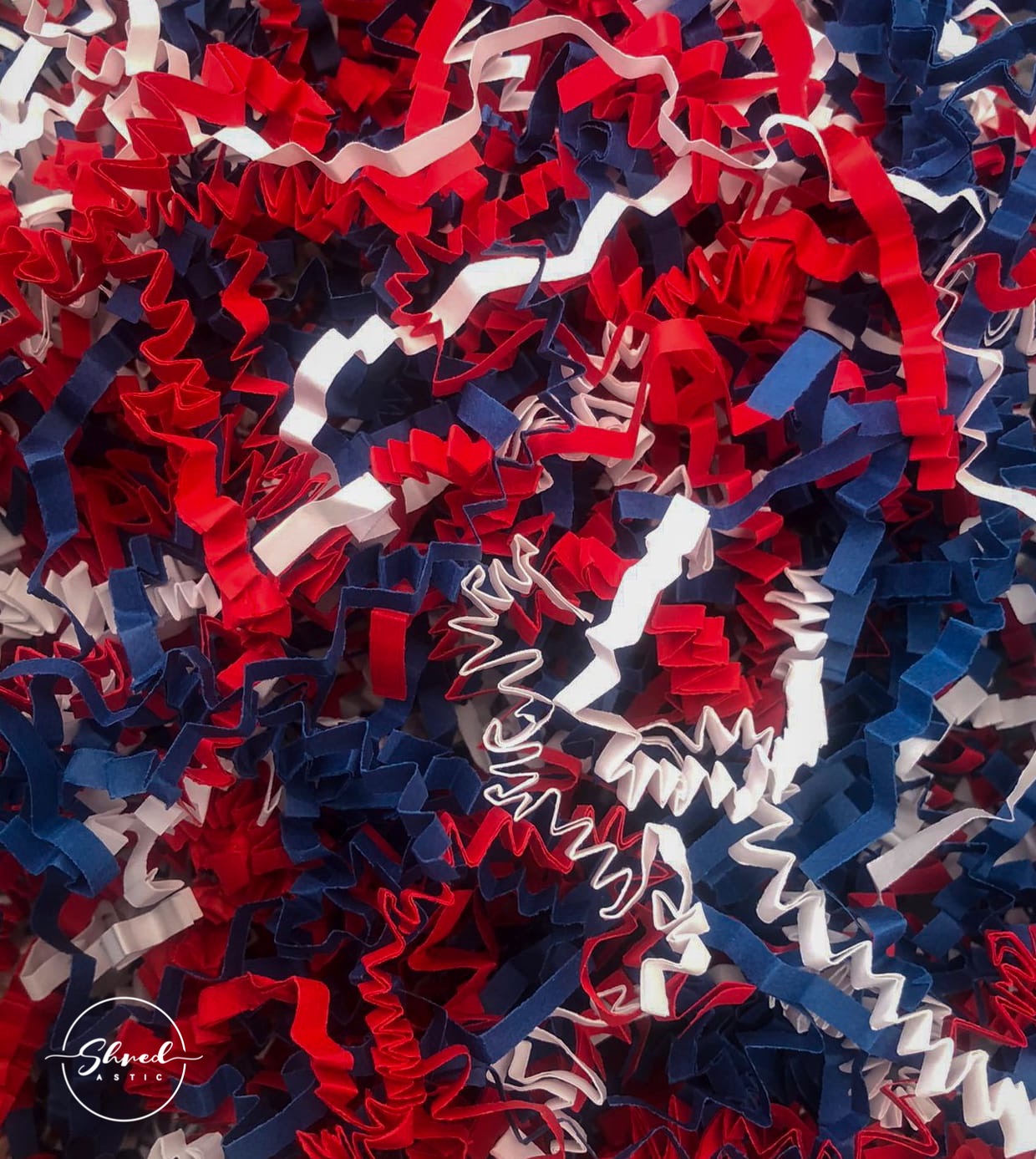 ShredAstic®️ Coronation red white blue ZigZag Crinkle Paper Mix