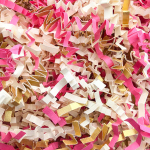 ShredAstic®️ Candy Pink, Gold & Ivory ZigZag Crinkle Paper Mix