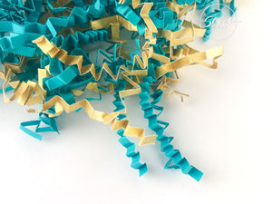ShredAstic®️ Bespoke Turquoise & Gold ZigZag Crinkle Paper Mix
